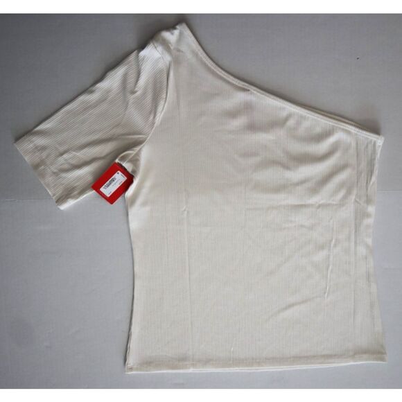 Spanx 21007R Women's Sz Medium Powder White Ribbed One Shoulder Top - Picture 7 of 7